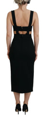 Dolce & Gabbana Black Viscose Bodycon Sheath Midi Dress - Dresses