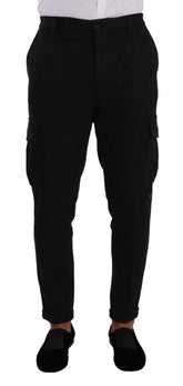 Dolce & Gabbana Black Viscose Cargo Skinny Men Trouser Pants - IT54 | XL - Cargo Pants