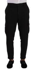Dolce & Gabbana Black Viscose Cargo Skinny Men Trouser Pants - IT54 | XL - Cargo Pants