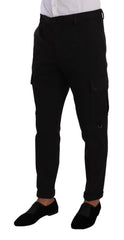 Dolce & Gabbana Black Viscose Cargo Skinny Men Trouser Pants - IT54 | XL - Cargo Pants
