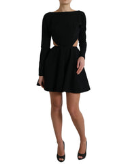 Dolce & Gabbana Black Viscose Cut Out A-line Long Sleeves Mini Dress - IT40|S - Dresses
