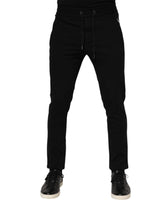 Dolce & Gabbana Black Viscose Drawstring Men Jogger Pants - IT44 | XS - Joggers