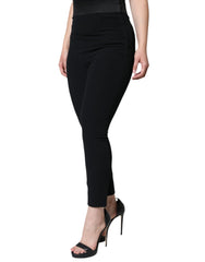 Dolce & Gabbana Black Viscose High Waist Tapered Pants - IT40|S - Trousers