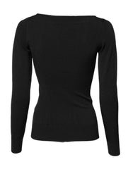 Dolce & Gabbana Black Viscose Long Sleeves Pullover Top - IT36|XXS - Sweaters