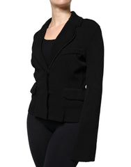 Dolce & Gabbana Black Viscose Single Breasted Blazer Jacket - IT46|XL - Coats & Jackets