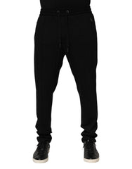Dolce & Gabbana Black Viscose Skinny Logo Men Jogger Pants - IT54 | XL - Joggers