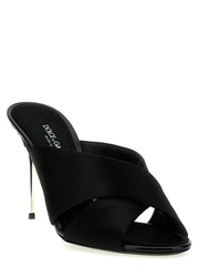 Dolce & Gabbana Black Viscose Stiletto Heel Sandals - EU37/US7