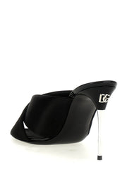 Dolce & Gabbana Black Viscose Stiletto Heel Sandals - EU37/US7