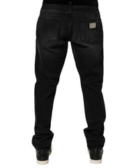 Dolce & Gabbana Black Washed Cotton Skinny Men Denim Jeans - IT54 | XL - Jeans