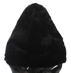 Dolce & Gabbana Black Weasel Fur Crochet Hood Scarf Hat
