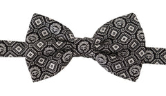 Dolce & Gabbana Black white 100% Silk Adjustable Neck Papillon Tie - Neckties