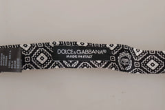 Dolce & Gabbana Black white 100% Silk Adjustable Neck Papillon Tie - Neckties