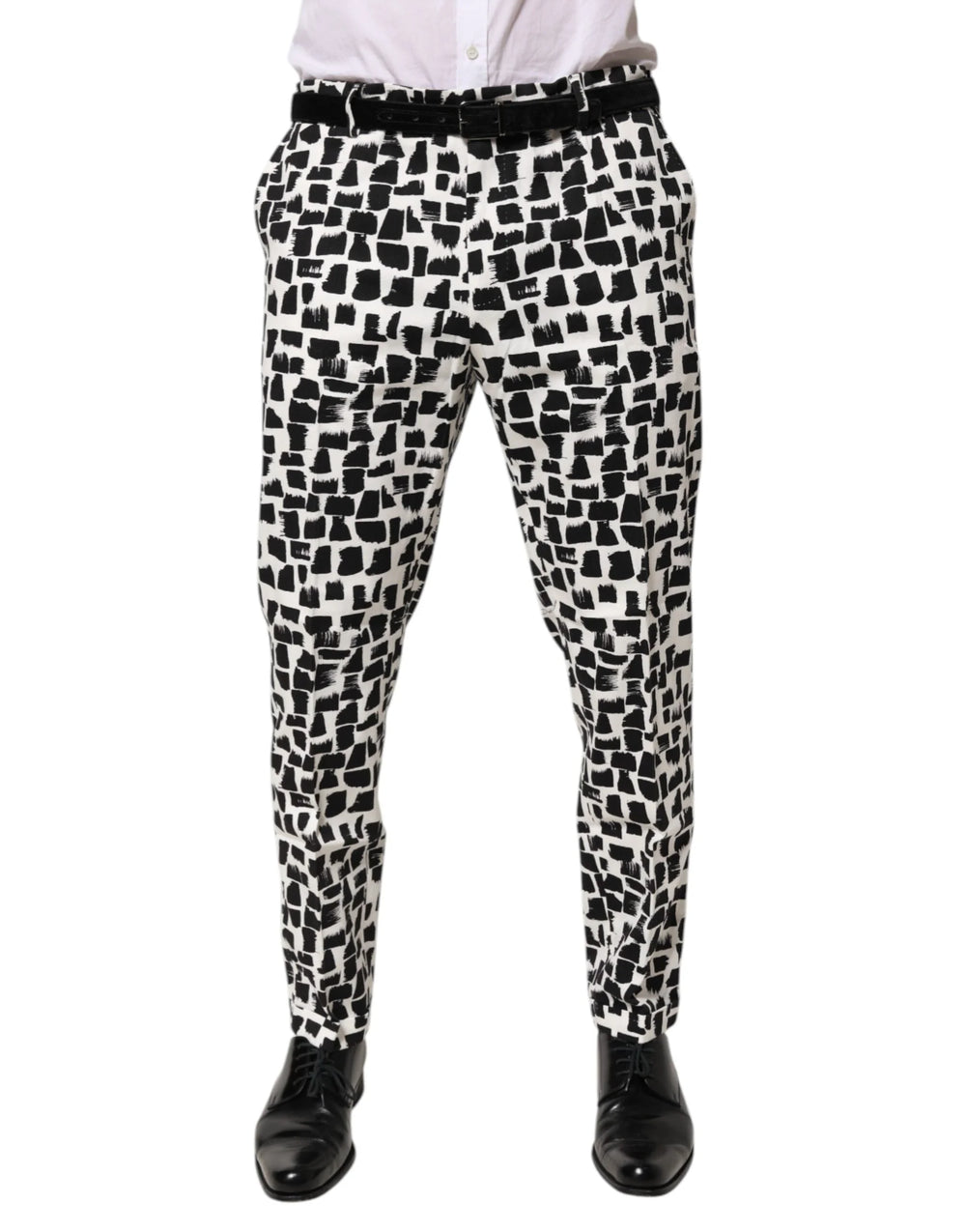 Dolce & Gabbana Black White Abstract Print Cotton Blend Pants - IT52 | XL - Trousers
