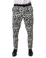 Dolce & Gabbana Black White Abstract Print Cotton Blend Pants - IT52 | XL - Trousers