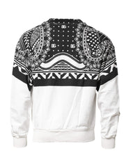 Dolce & Gabbana Black White Bandana Cotton Men Sweatshirt Sweater - IT44 | XS - Sweaters