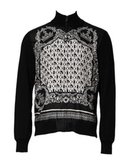 Dolce & Gabbana Black White Bandana Print Full Zip Sweater - IT54 | XL - Sweaters