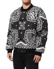 Chaqueta Bomber para Hombre con Estampado de Bandana Blanco y Negro de Dolce & Gabbana