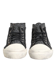 Dolce & Gabbana Black White Canvas Logo Mid Top Sneakers Shoes - EU44/US11