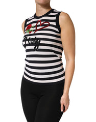 Dolce & Gabbana Black White Cashmere Silk Sleeveless Top - IT36|XXS