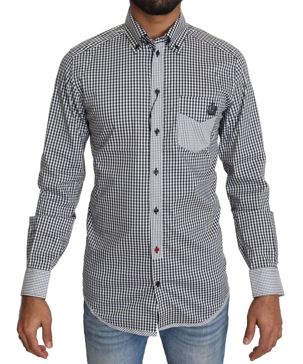 Dolce & Gabbana Black White Checkered Casual Shirt - IT37 | XS - Shirts