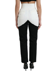 Dolce & Gabbana Black White Cotton Cut Out Waist Tapered Pants - IT40|S - Trousers