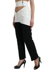Dolce & Gabbana Black White Cotton Cut Out Waist Tapered Pants - IT40|S - Trousers