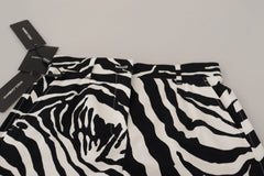 Dolce & Gabbana Black White Cotton Stretch Hot Pants Shorts - IT44 - Short Trousers