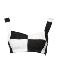 Dolce & Gabbana Black White Cropped Bustier Corset Bra Top - IT36|XXS - Tank Tops