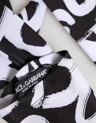 Dolce & Gabbana Black White DG Logo Elbow Length Mitten Gloves - 7|S