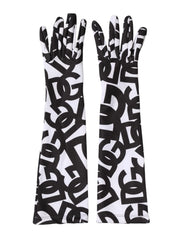 Dolce & Gabbana Black White DG Logo Elbow Length Mitten Gloves - 7|S
