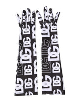 Dolce & Gabbana Black White DG Logo Elbow Length Mitten Gloves - 7|S