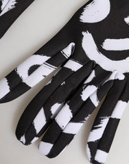 Dolce & Gabbana Black White DG Logo Elbow Length Mitten Gloves - 7|S