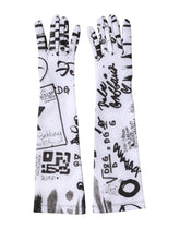 Dolce & Gabbana Black White DG Logo Elbow Length Mitten Gloves - 7|S