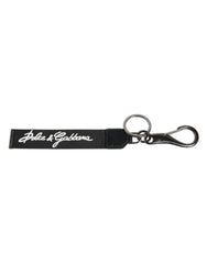 Dolce & Gabbana Black White DG Logo Silver Men Keychain Polyester Keyring - Keychains