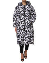 Dolce & Gabbana Black White DG Mania Hooded Long Coat Jacket - IT40|S - Puffer Jackets