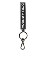 Dolce & Gabbana Black White DG Rubber Logo Silver Men’s Holder Keyring - Keychains