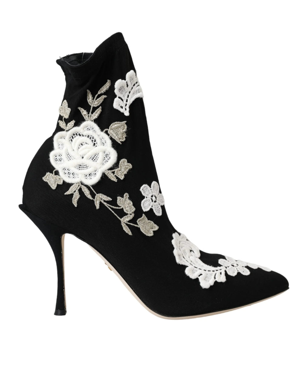 Dolce & Gabbana Black White Embroidery Slip On Boots Shoes - Boots
