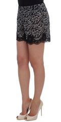 Dolce & Gabbana Black White Floral Lace Silk Sleepwear Shorts - Nightgowns