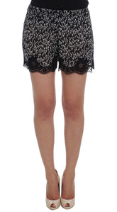 Dolce & Gabbana Black White Floral Lace Silk Sleepwear Shorts - Nightgowns