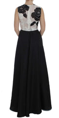 Dolce & Gabbana Black White Floral Silk Sheath Gown Dress - IT40|S - Dresses