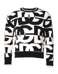 Dolce & Gabbana Black White Knit Logo Print Pullover Sweater - IT48 | M - Sweaters