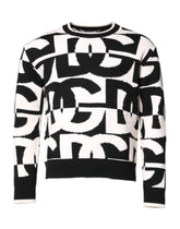 Dolce & Gabbana Black White Knit Logo Print Pullover Sweater - IT48 | M - Sweaters