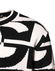Dolce & Gabbana Black White Knit Logo Print Pullover Sweater - IT48 | M - Sweaters