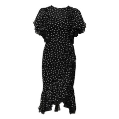 Dolce & Gabbana Black White Lace Polka Dot Chiffon Dress - IT38 | XS - Dresses