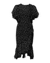 Dolce & Gabbana Black White Lace Polka Dot Chiffon Dress - IT38 | XS - Dresses