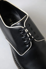 Dolce & Gabbana Black White Leather Formal Dress Shoes - EU39.5/US6.5 - Shoes