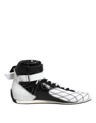 Dolce & Gabbana Black White Leather High Top Sneakers Shoes - EU44/US11 - Sneakers