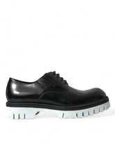 Dolce & Gabbana Black White Leather Lace Up Derby Dress Shoes - EU41/US8 - Shoes
