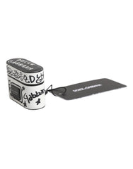 Dolce & Gabbana Black White Leather Scribble Embossed Logo Airpods Case - Headphone Carrying Cases