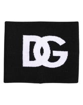 Dolce & Gabbana Black White Logo Print Knitted Neck Warmer Scarf - Neck Gaiters
